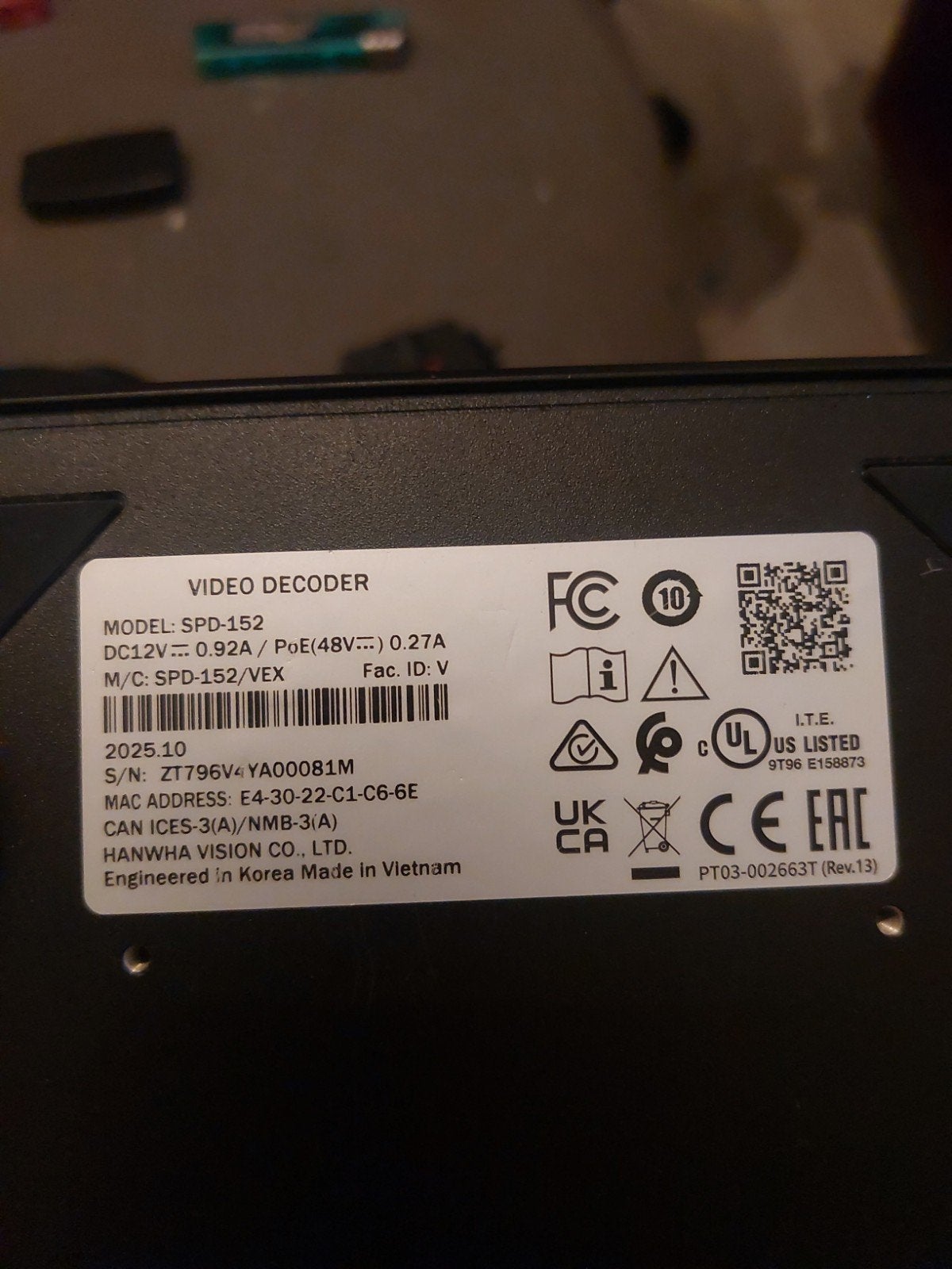 Video decoder HANWHA vision SPD-152, Ophalen of Verzenden, Zo goed als nieuw, Decoder