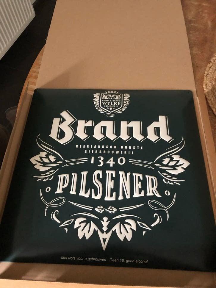 Nieuw Brand Bier Reclamebord - 40x40cm, Ophalen of Verzenden, Nieuw, Reclamebord
