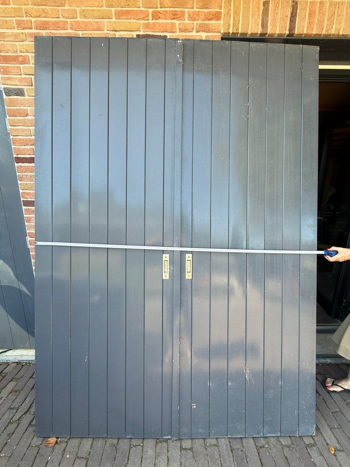 Hardhouten dubbele schuifdeur 172x240 cm, Doe-het-zelf en Verbouw, Deuren en Horren, Ophalen, Gebruikt, Buitendeur, Schuifdeur