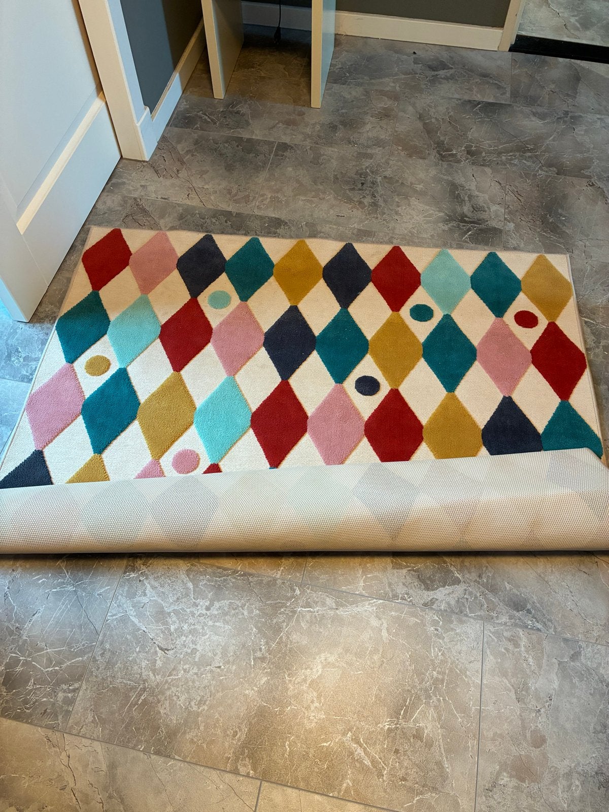 Vrolijk gekleurd vloerkleed met ruitpatroon ikea, Ophalen, Gebruikt, 100 tot 150 cm, 150 tot 200 cm