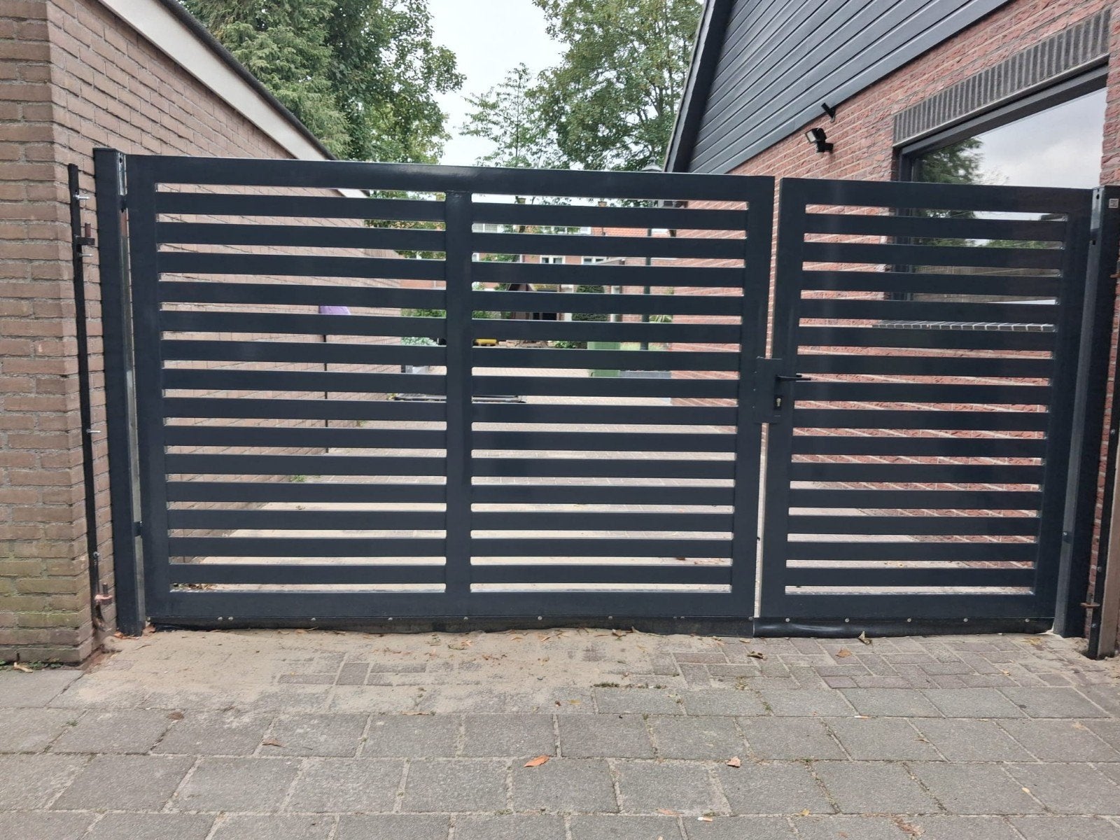 Modern Zwart Spijlenhekwerk met Poort, Tuin en Terras, Met poort, Nieuw, IJzer, Spijlenhekwerk