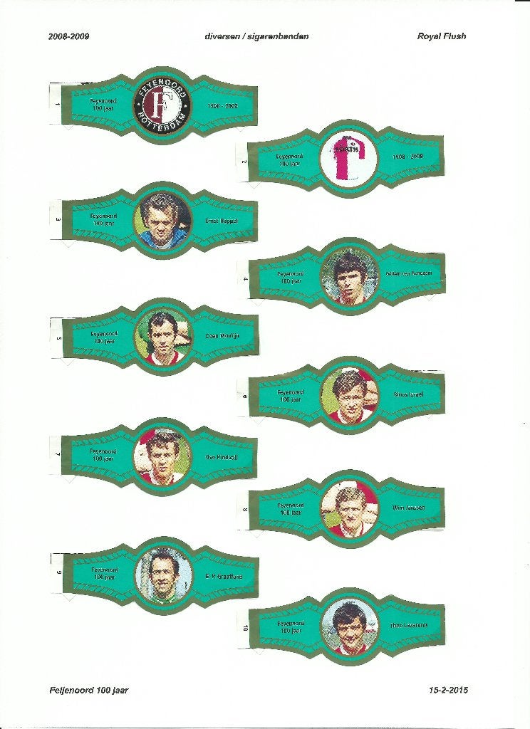 2008-2009 sigarenbandjes Royal Flush groen-goud Feyenoord, Ophalen of Verzenden, Zo goed als nieuw, Feyenoord, Overige typen