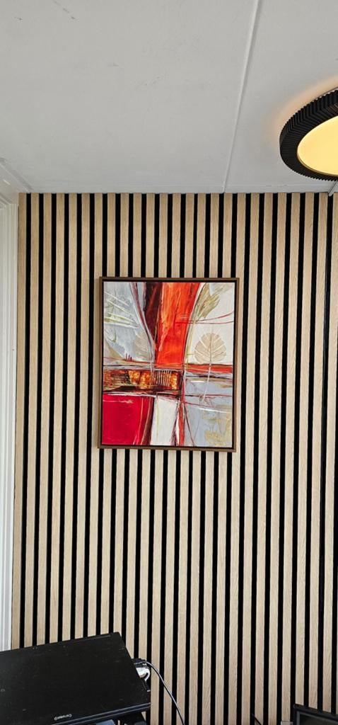 Origineel abstract schilderij Gloria Leconte in houten lijst, Ophalen of Verzenden