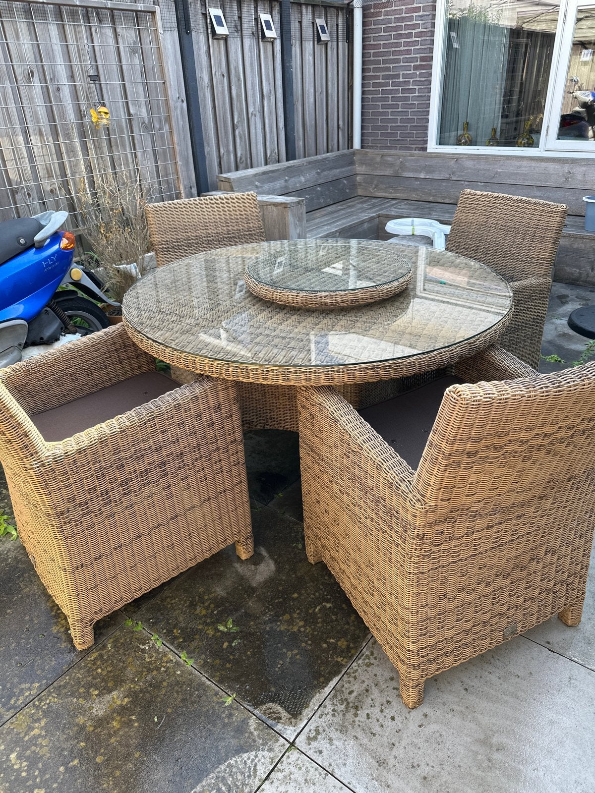 4 Seasons Wicker tuinset, Ophalen, 4 zitplaatsen, Gebruikt, Eettafel