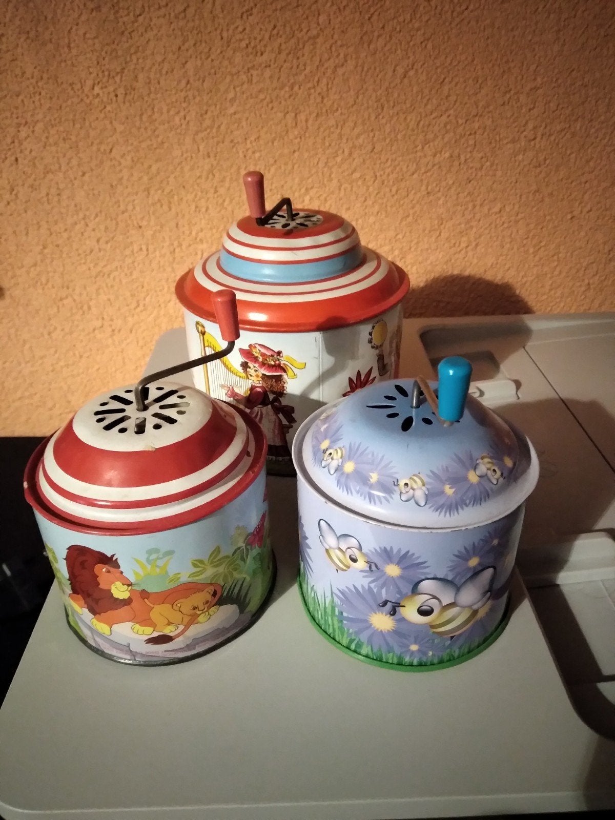 3 Blikken Muziekdoosjes - Vintage Speelgoed, Ophalen of Verzenden, Zo goed als nieuw, Overige typen, Met geluid