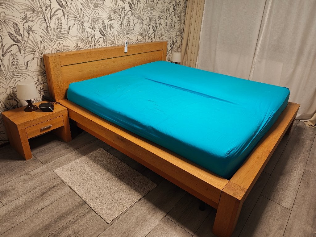 Bedombouw 180x200, Huis en Inrichting, Slaapkamer | Bedden, Ophalen, Gebruikt, Bruin, Modern strak