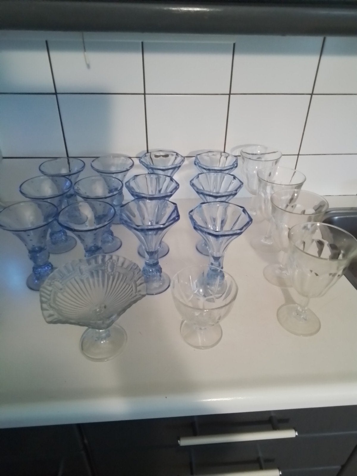 18 ijscoupes / puddingcoupes samen 12 euro, Glas of Glazen, Gebruikt, Ophalen of Verzenden, Glas