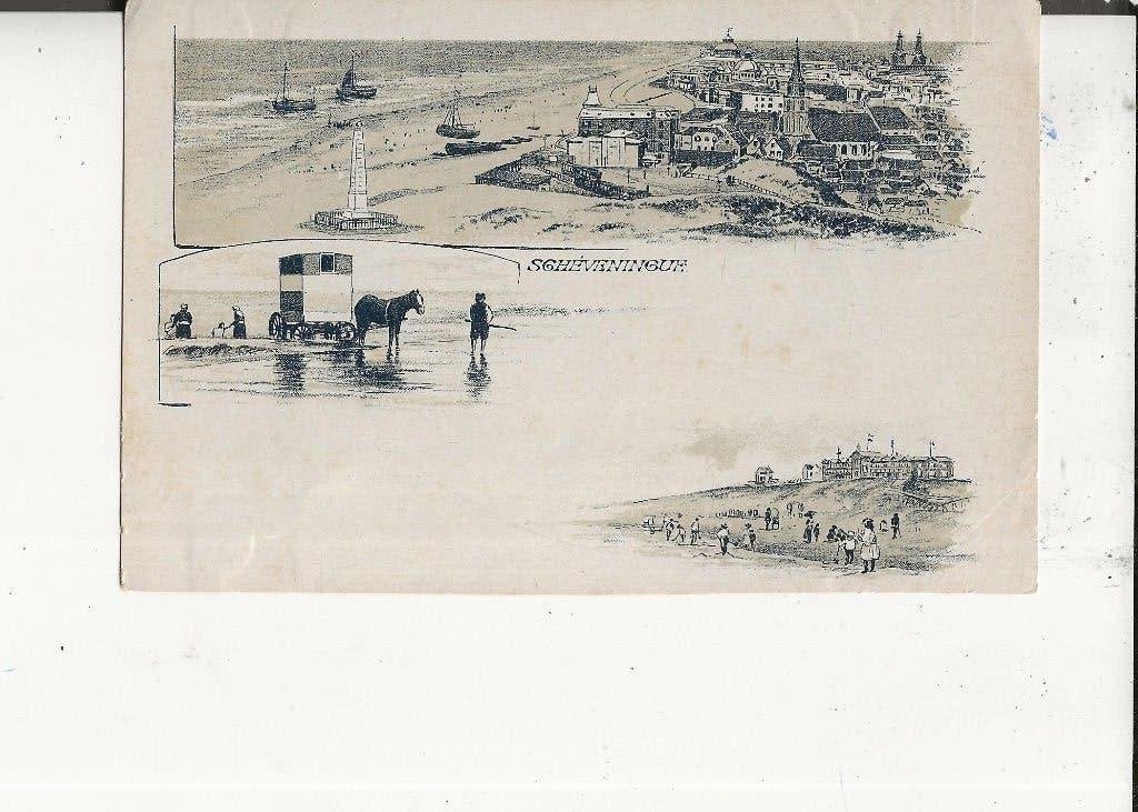 Scheveningen Litho 3-luik Panorama 1898, Verzamelen, Ansichtkaarten | Nederland, Ophalen of Verzenden, Voor 1920, Ongelopen, Zuid-Holland