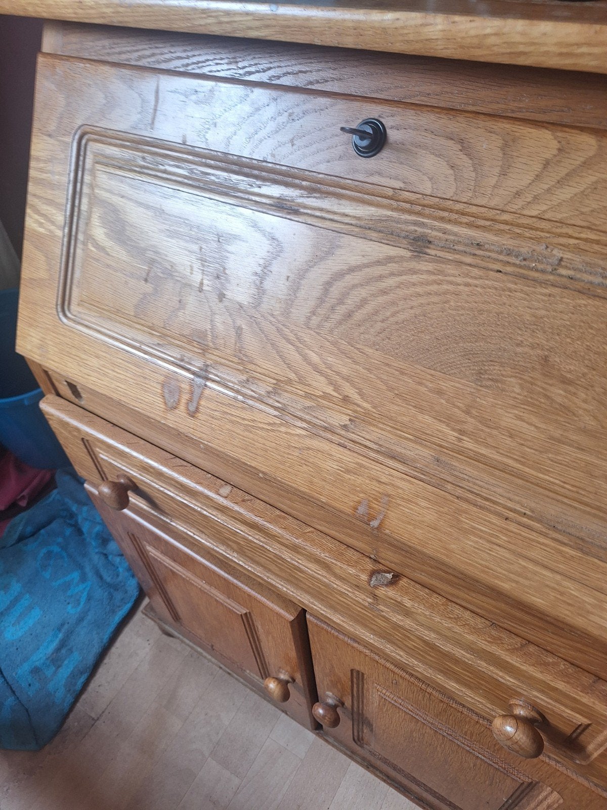 Gratis vintage eikenhouten secretaire met lade en kastje, Huis en Inrichting, Kasten | Secretaires, Ophalen of Verzenden, Gebruikt