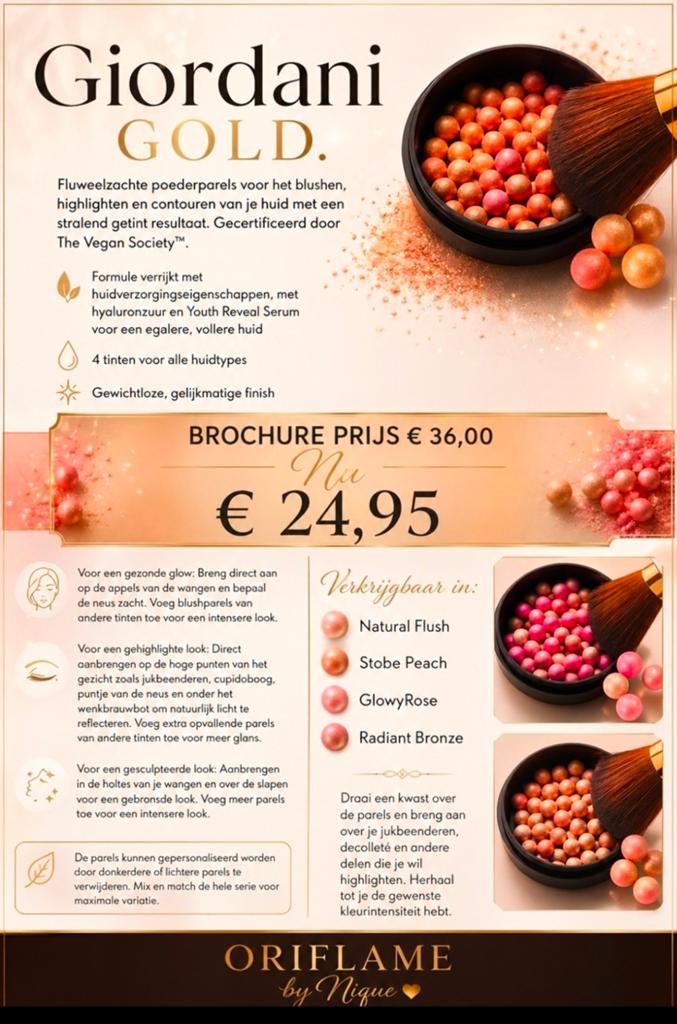 Giordani Gold Parels van Oriflame, Ophalen of Verzenden, Nieuw, Gehele gezicht