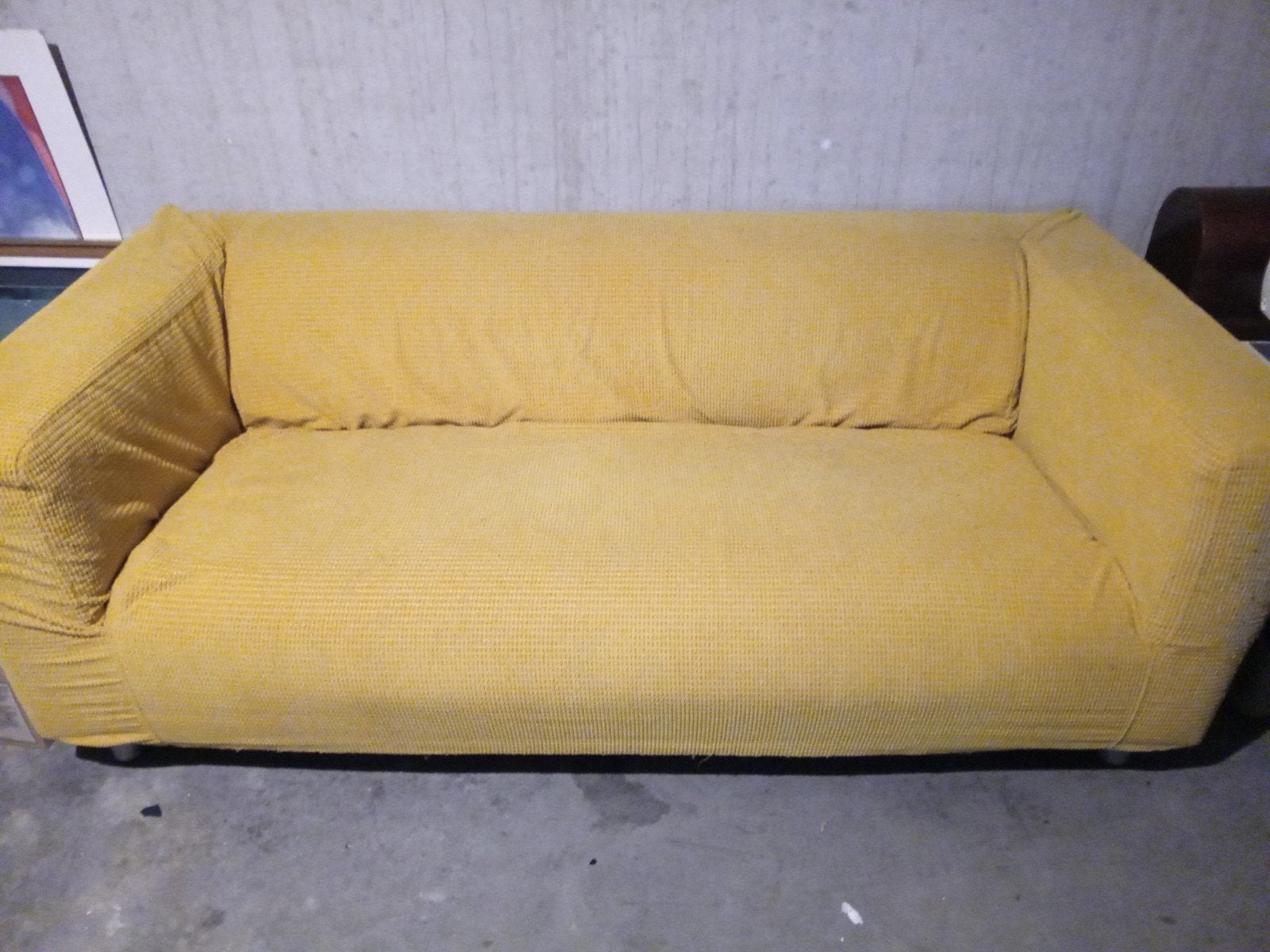 Klippen bank rood, inclusief gele hoes, Ophalen, Gebruikt, 150 tot 200 cm, Driepersoons