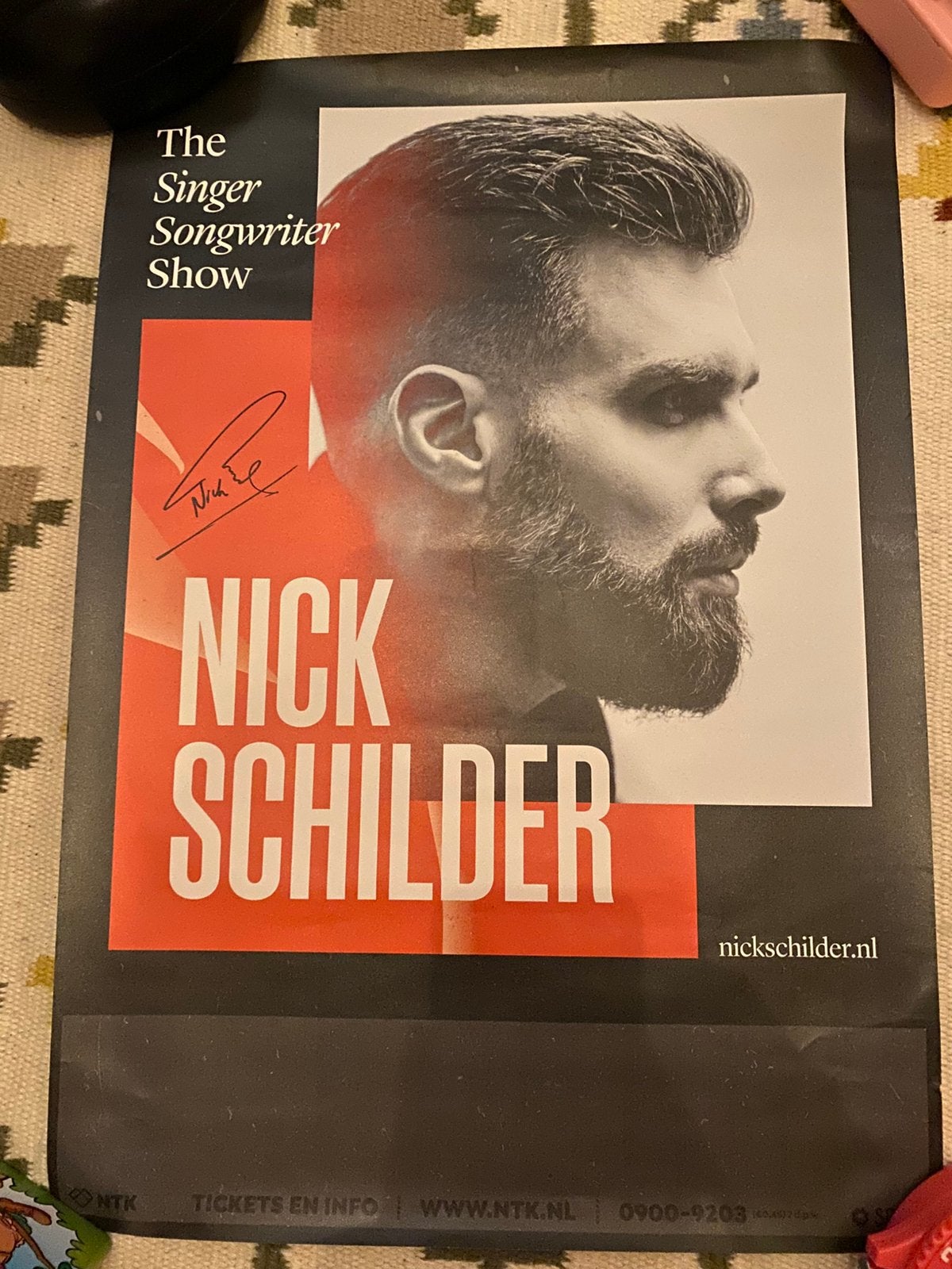 Nick Schilder (Nick & Simon) poster met handtekening, Ophalen of Verzenden, Gebruikt