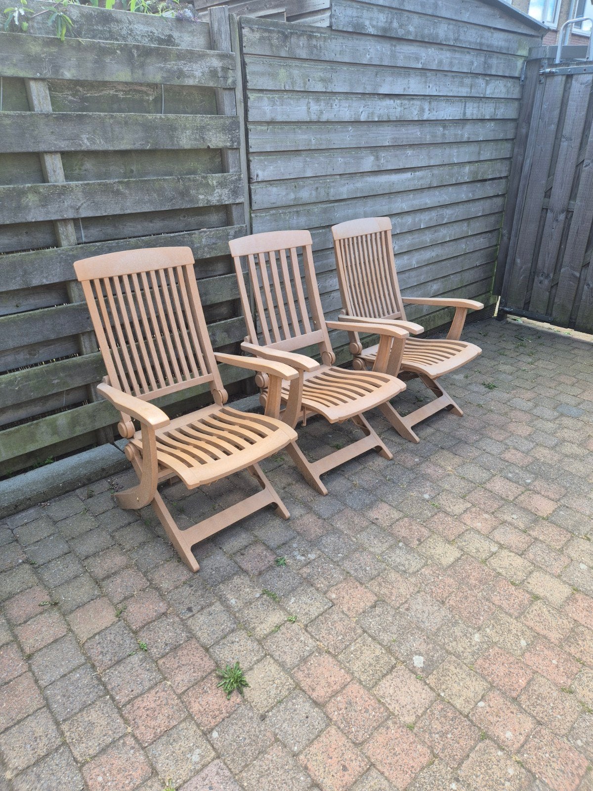 Hartman kunststof tuinstoelen houtlook, Ophalen, Gebruikt, Kunststof, Verstelbaar