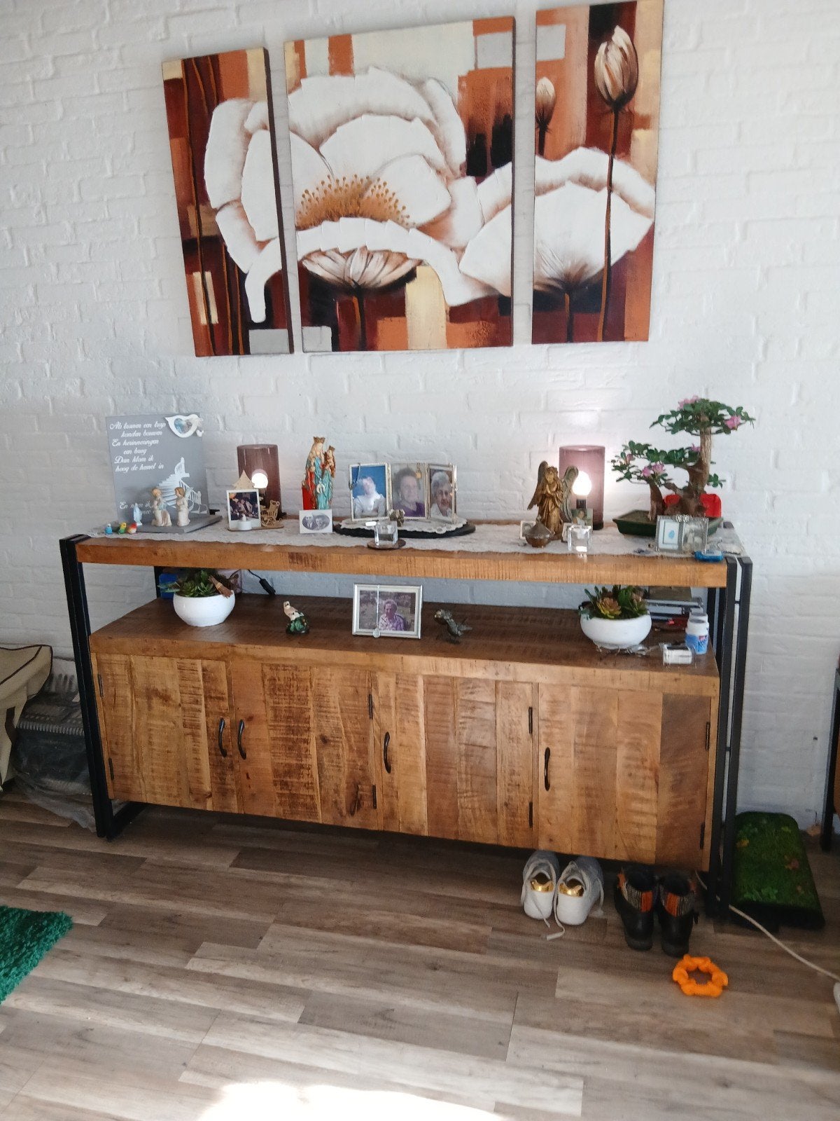 Mangohouten dressoir, Ophalen, Met deur(en), Zo goed als nieuw, 25 tot 50 cm