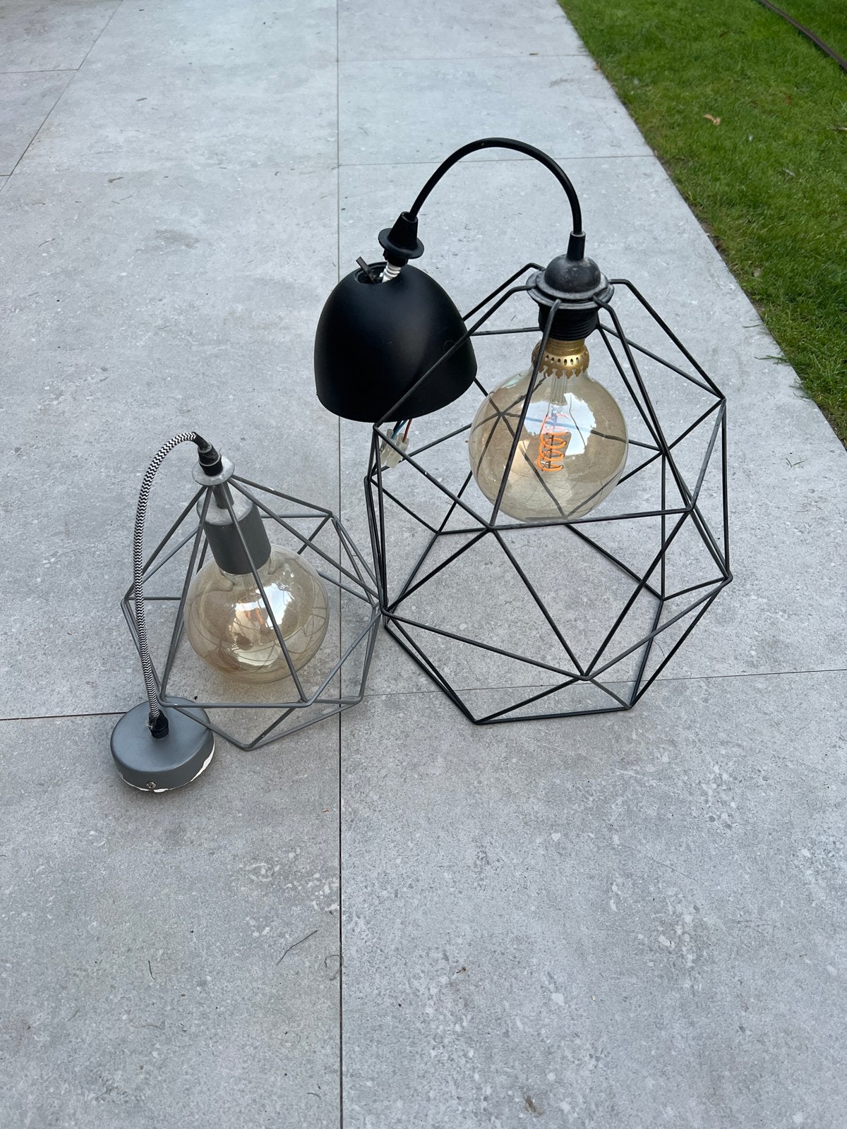 Set van 2 industriële hanglampen met Edison bollen, Ophalen, Minder dan 50 cm, Gebruikt, Minder dan 25 cm