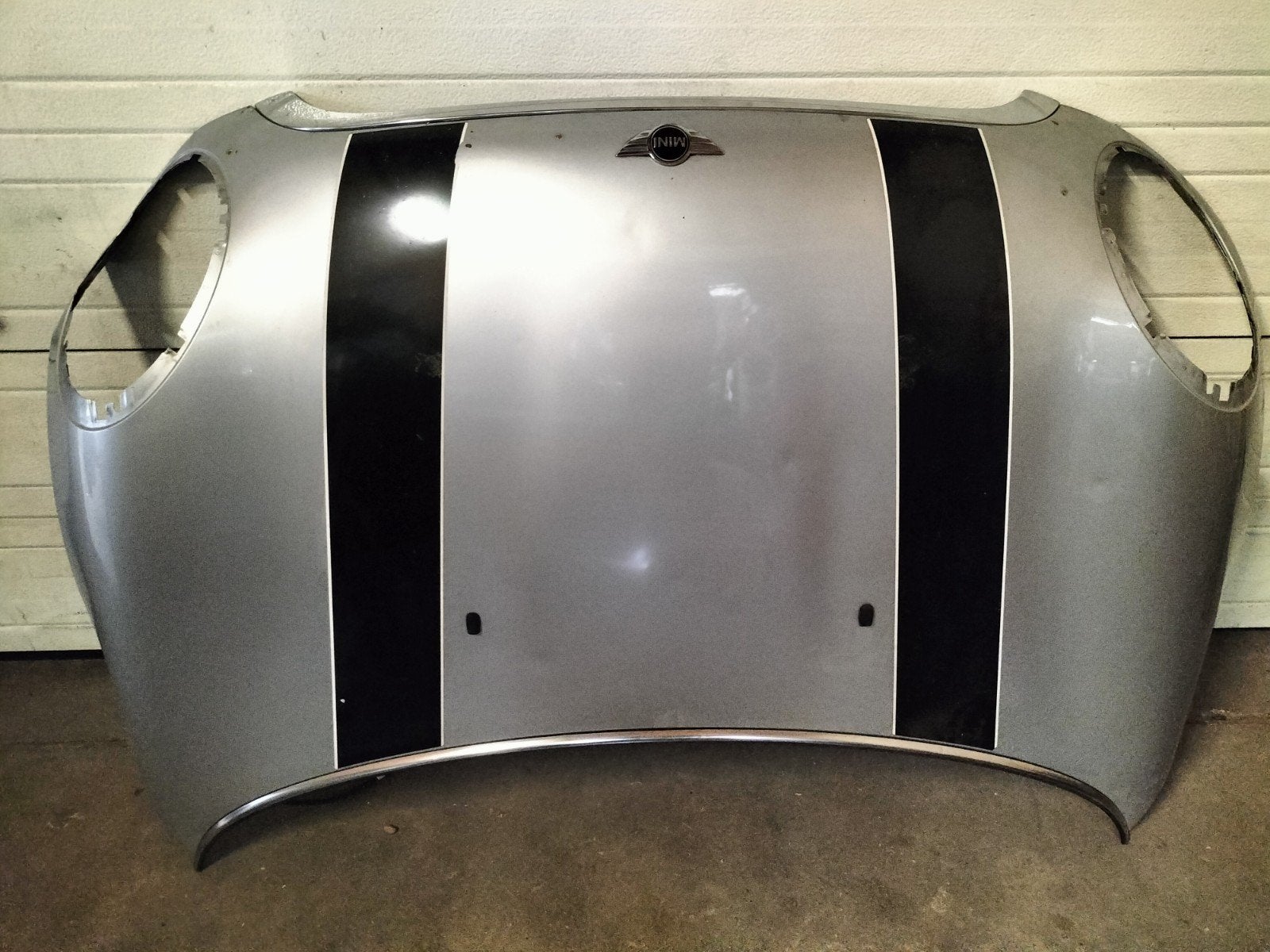 Motorkap Mini Cooper R55 R56  Zilver met zwarte strepen, Ophalen, Gebruikt, Voor, Mini