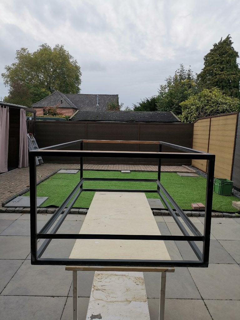 Stalen frame salontafel met frame voor onderblad, 100 tot 150 cm, Metaal, Rechthoekig, 50 tot 100 cm