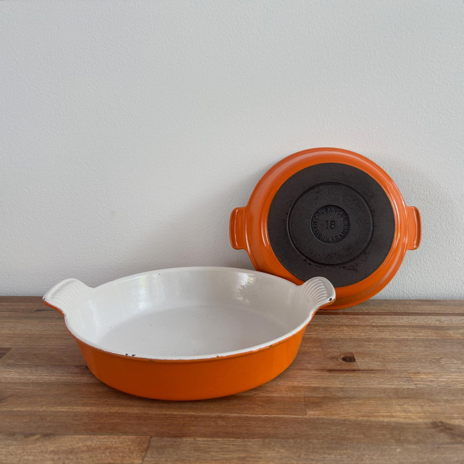 Cousances gietijzeren ovenschalen (ø 18 & 22 cm), Gebruikt, Gietijzer, Overige typen, Ophalen of Verzenden