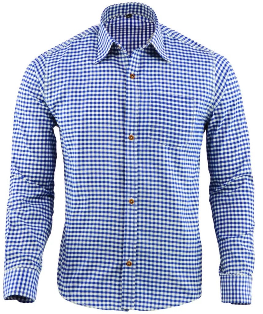 Trachten overhemd blauw/wit maat s tm 4XL (4 kleuren), Trachtenmode.nl, Blauw, Nieuw, Ophalen of Verzenden