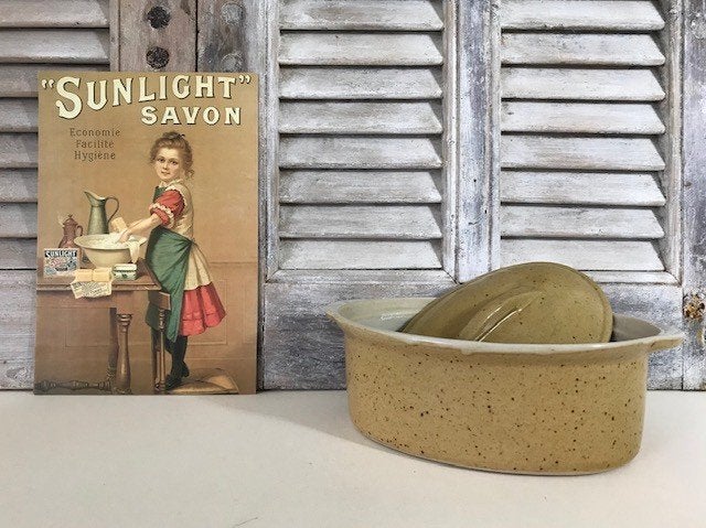 Franse mosterd kleurige grès paté terrine met spikkeltjes, Ophalen of Verzenden