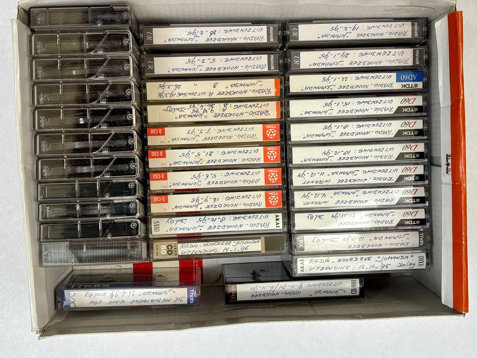 34 cassetebandjes Radio Noordzee met uitzendingen Jomanda, Cd's en Dvd's, Cassettebandjes, Gebruikt, Ophalen of Verzenden, Voorbespeeld