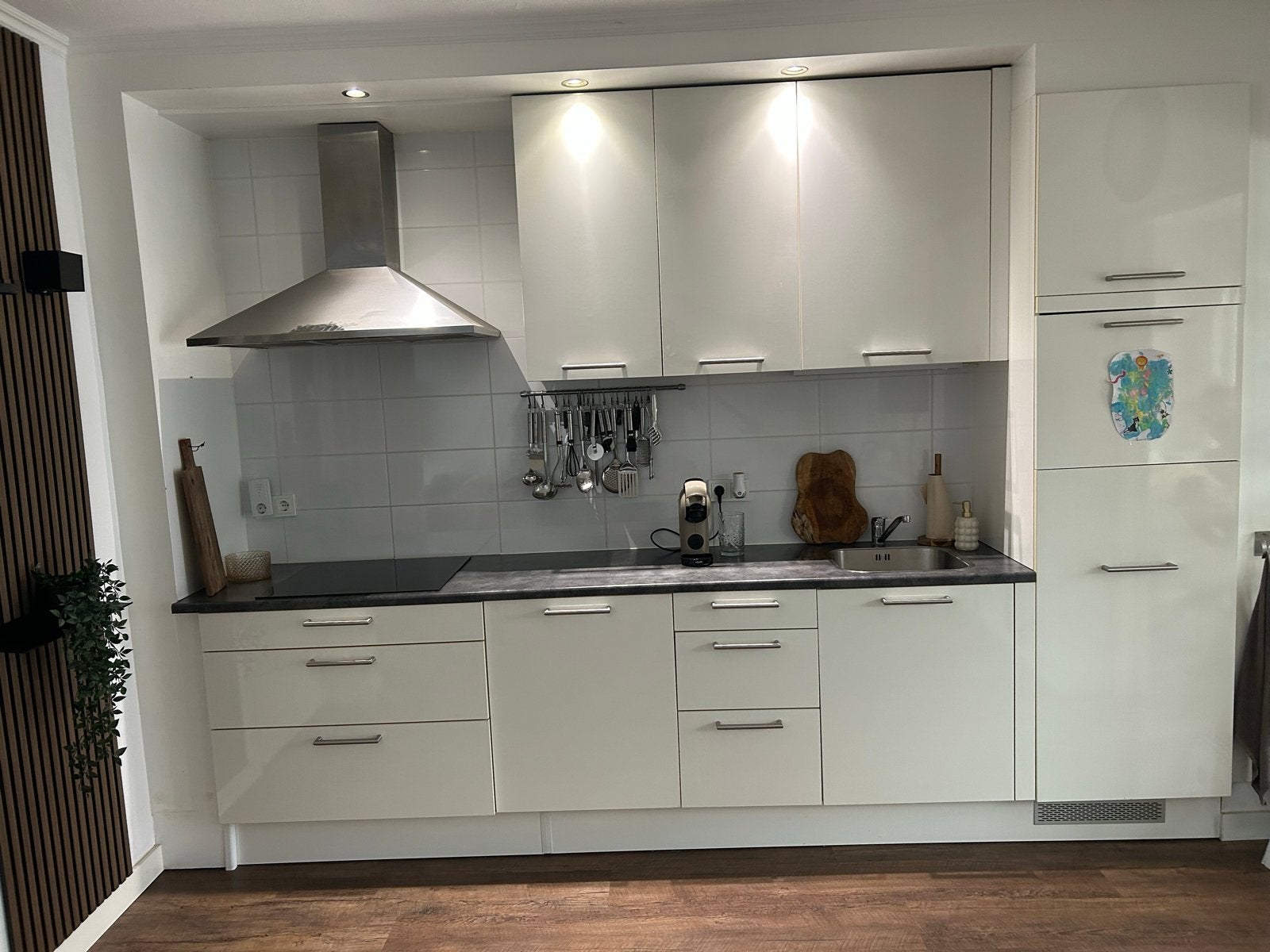 Complete keuken inclusief apparatuur - bieden vanaf €650, Ophalen, Gebruikt, Wit, Hoekkeuken