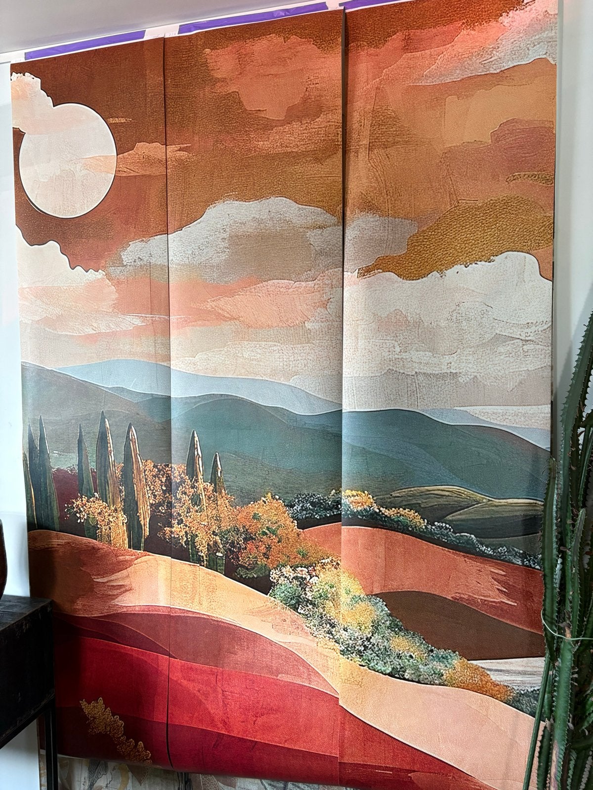 Behang 156x210 cm Mediterraan landschap  terracotta kleuren, Ophalen of Verzenden, Overige merken, Meerkleurig, Vliesbehang