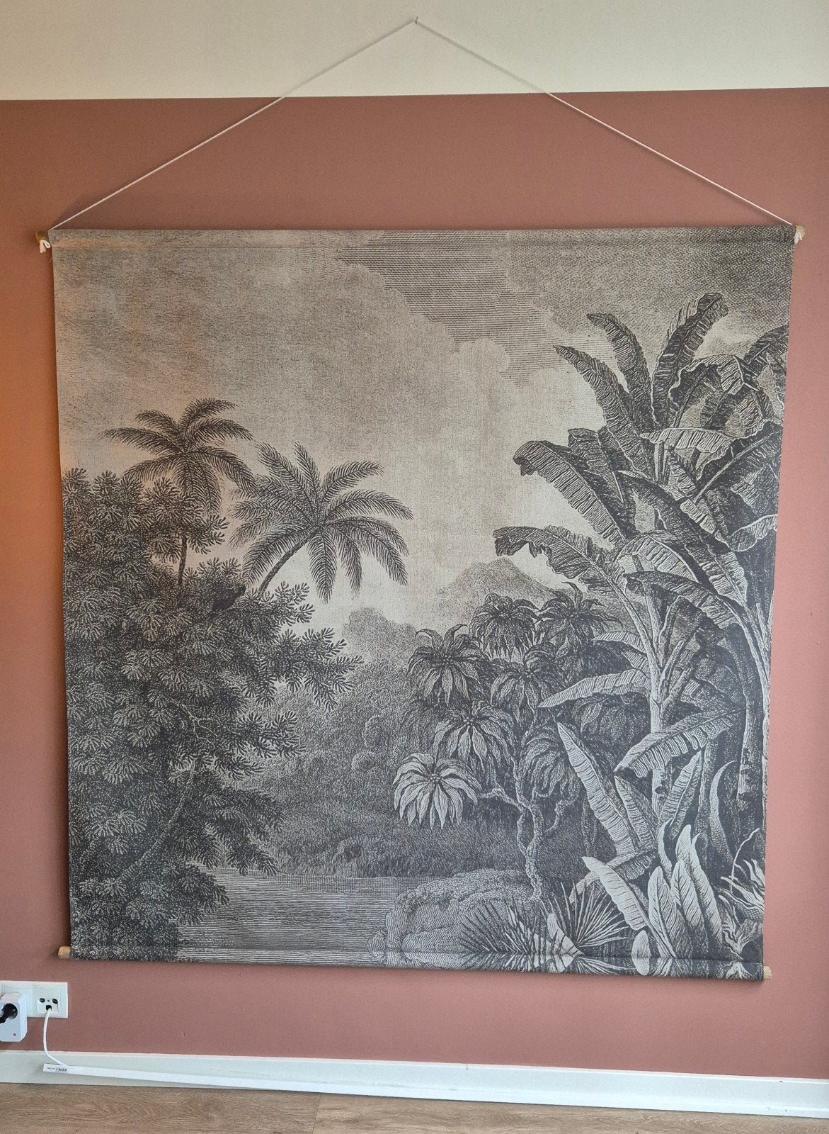 HKliving Jungle Wanddecoratie XXL - Botanisch Wandkleed, Meerkleurig, Ophalen of Verzenden, Zo goed als nieuw, Met ophangsysteem