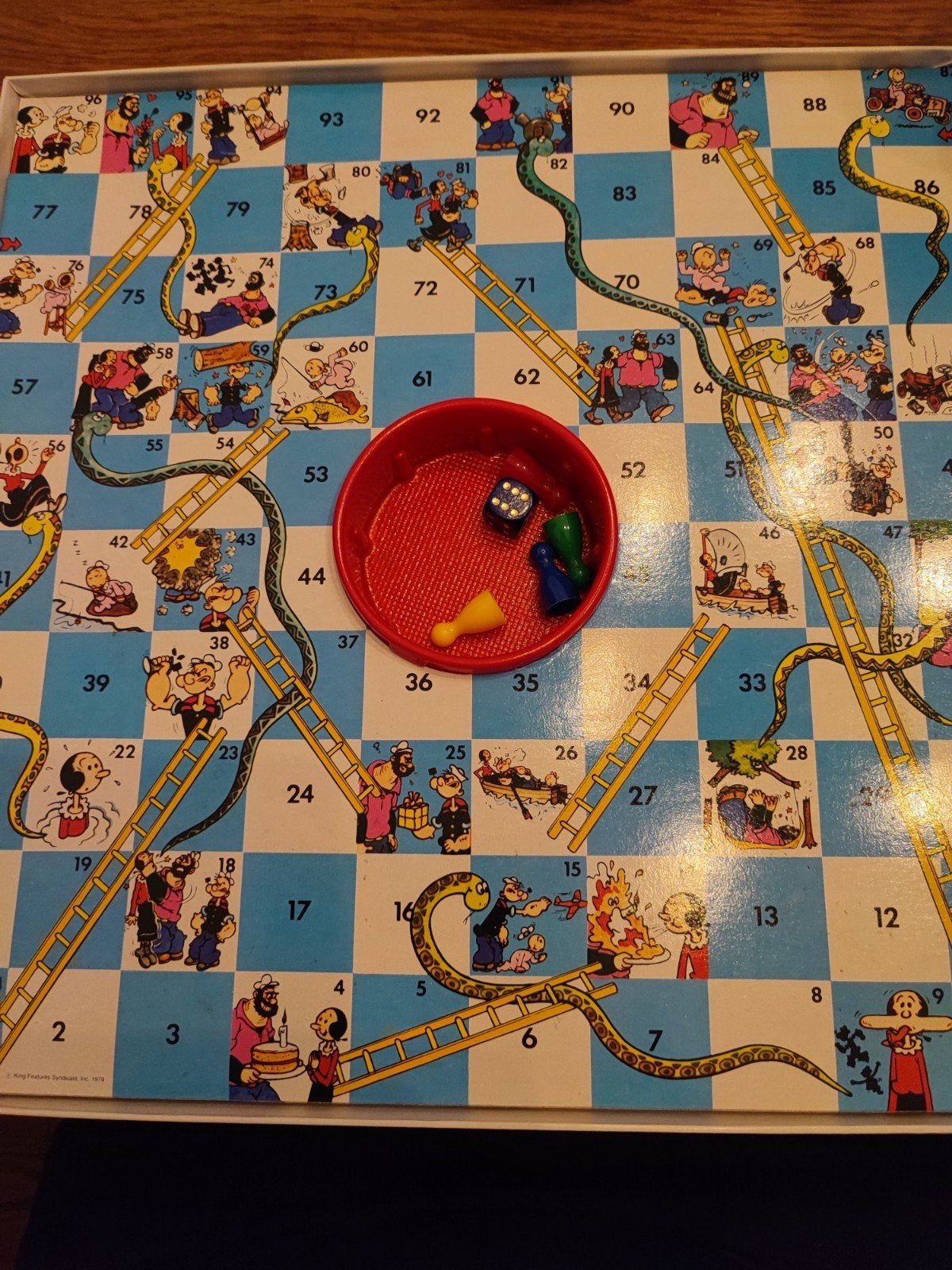 Popeye Klim en Glij Bordspel 1979, Een of twee spelers, Ophalen of Verzenden, Gebruikt, MB Spellen