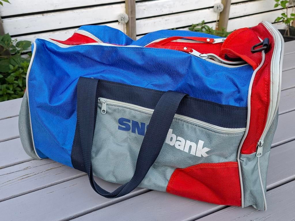 Retro Vintage SNS Bank Promotie Tas - Blauw, Rood, Grijs, Ophalen of Verzenden, Blauw, 30 cm of meer, Minder dan 35 cm