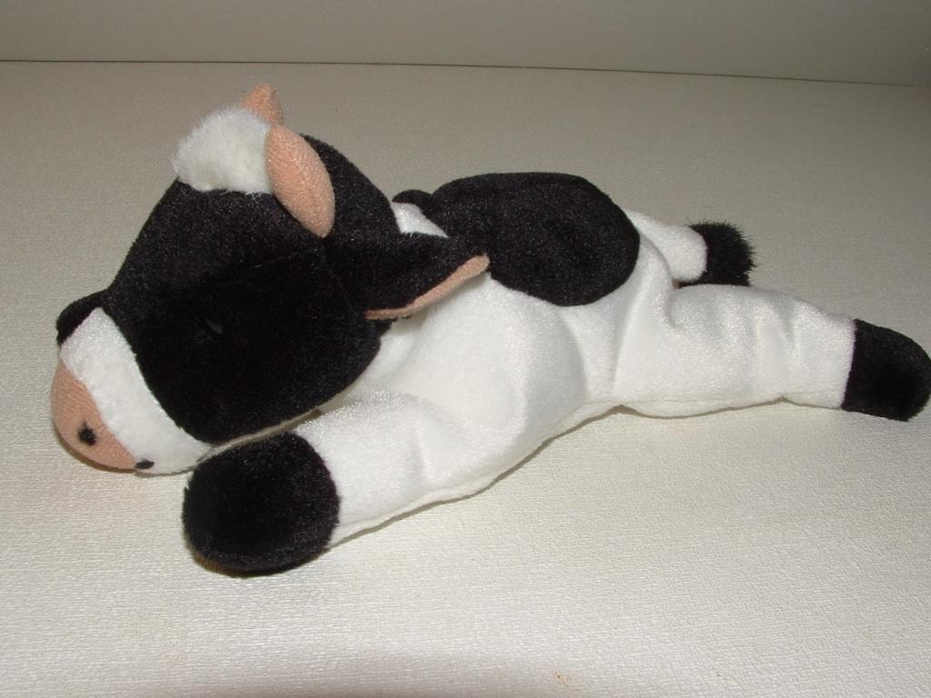 ANNA CLUB PLUSH KOE LIGGEND VELOURS WIT MET ZWARTE, Kinderen en Baby's, Verzenden, Nieuw, Overige typen