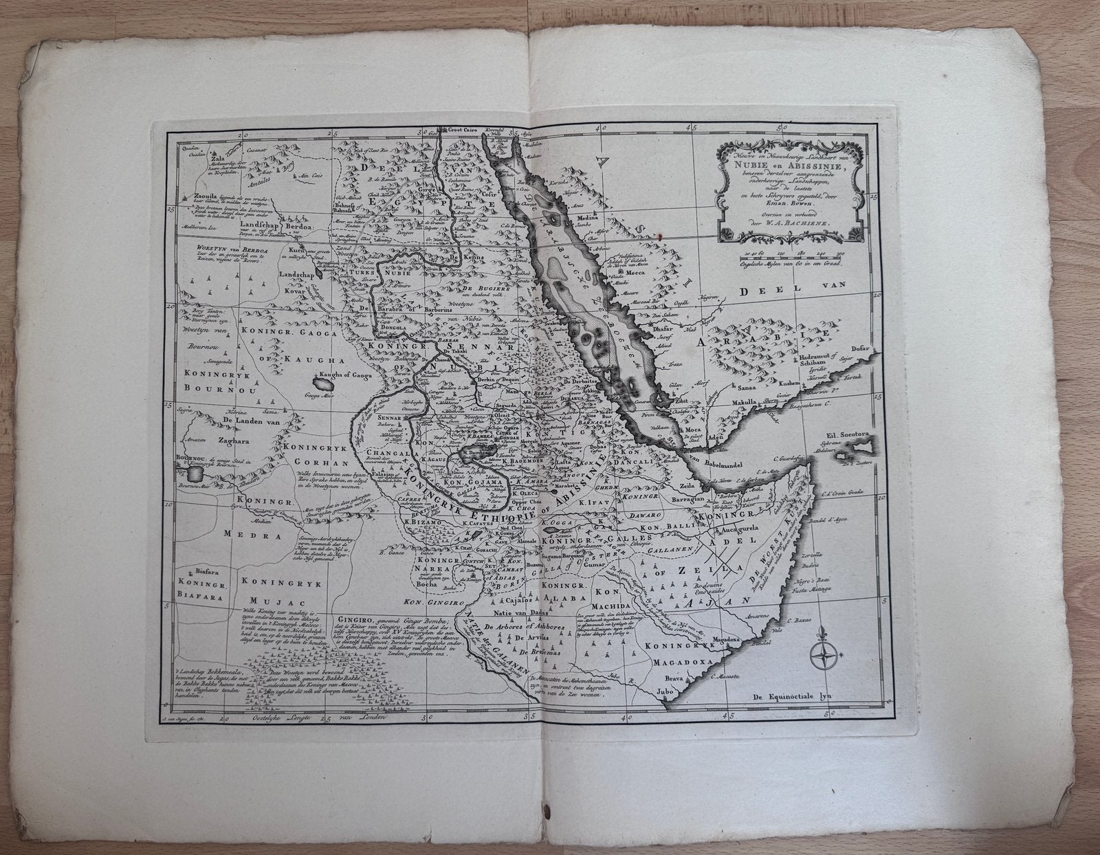 Antieke landkaart – Nubië en Abessinië (Ethiopië) – 1781, Antiek en Kunst, 46 cm, Cartografie, Ophalen of Verzenden, Gravure