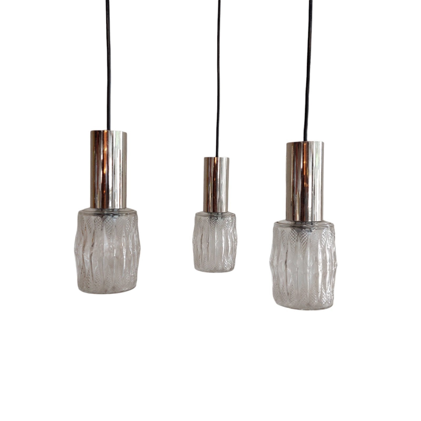 Vintage cascade hanglamp, Ophalen, Gebruikt, Glas, Onbekend