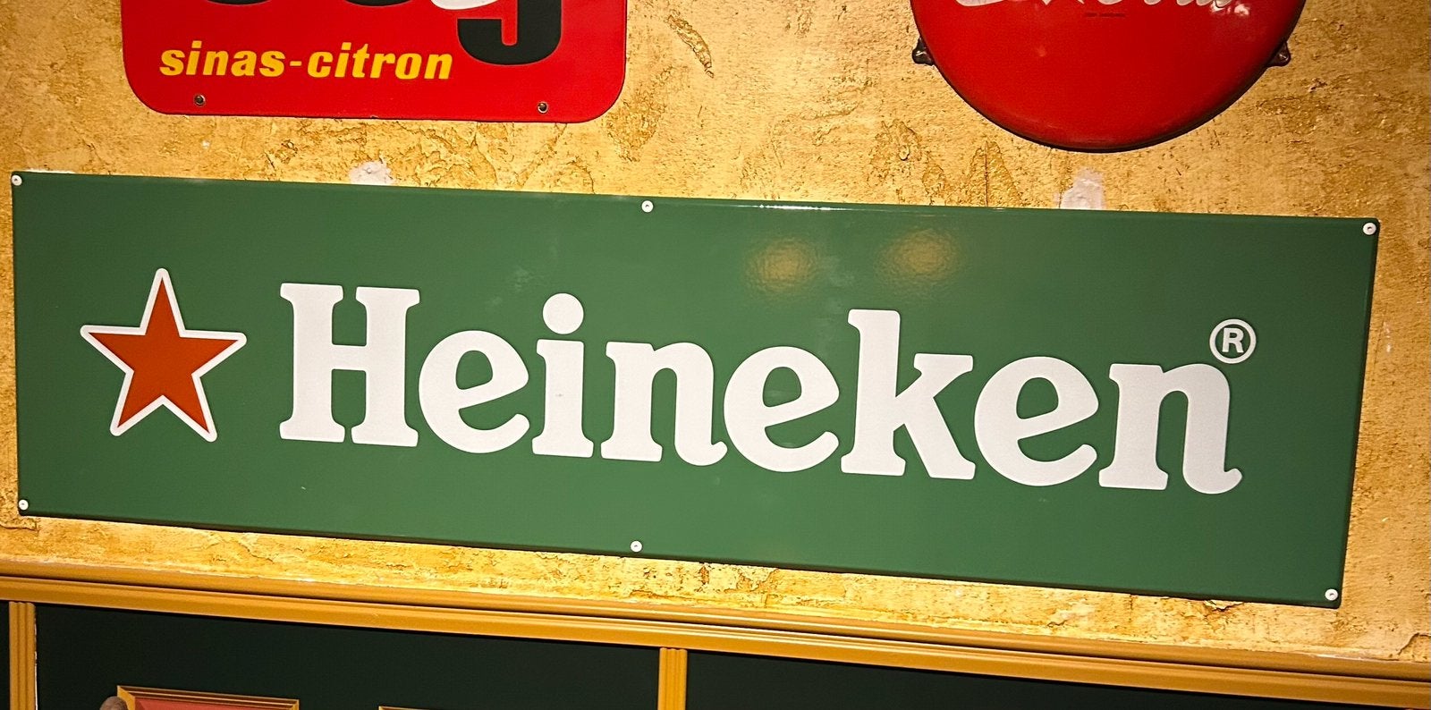 Emaille Heineken bord, in goede staat, Verzamelen, Ophalen, Zo goed als nieuw, Reclamebord