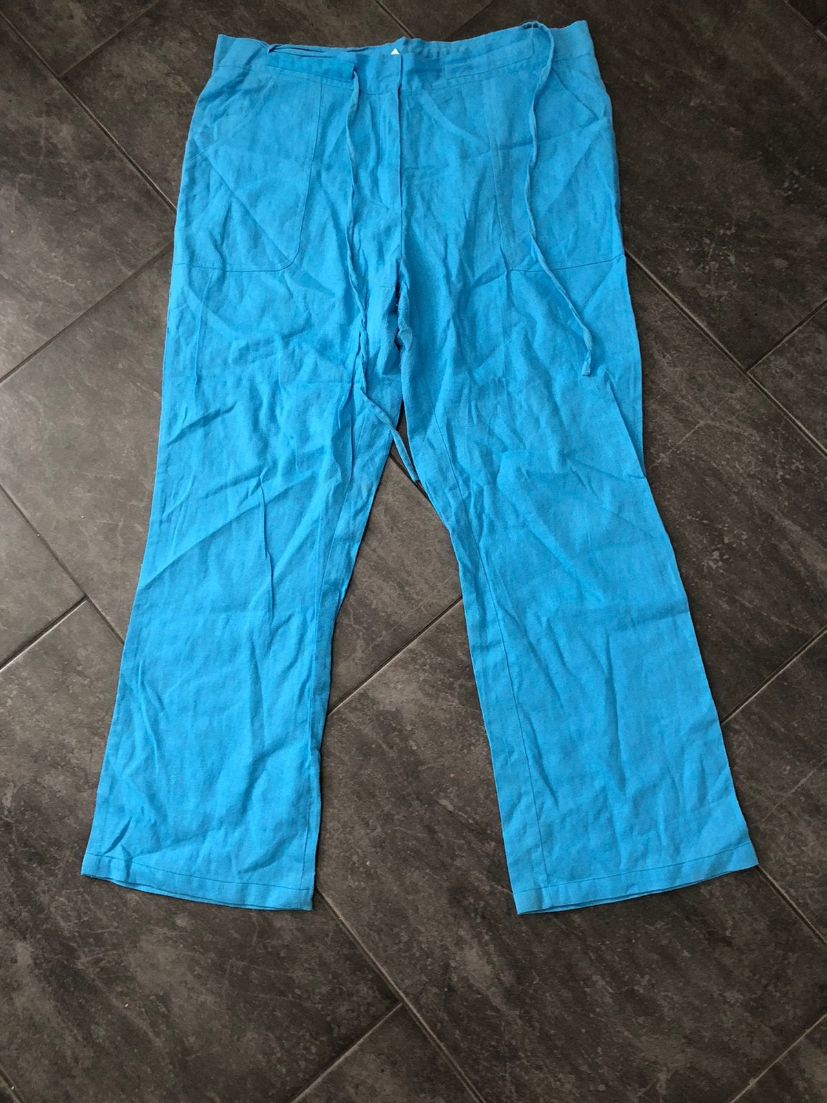 Luchtige turquoise broek met wijde pijpen, Maat 38/40 (M), Blauw, Ophalen of Verzenden, Lang