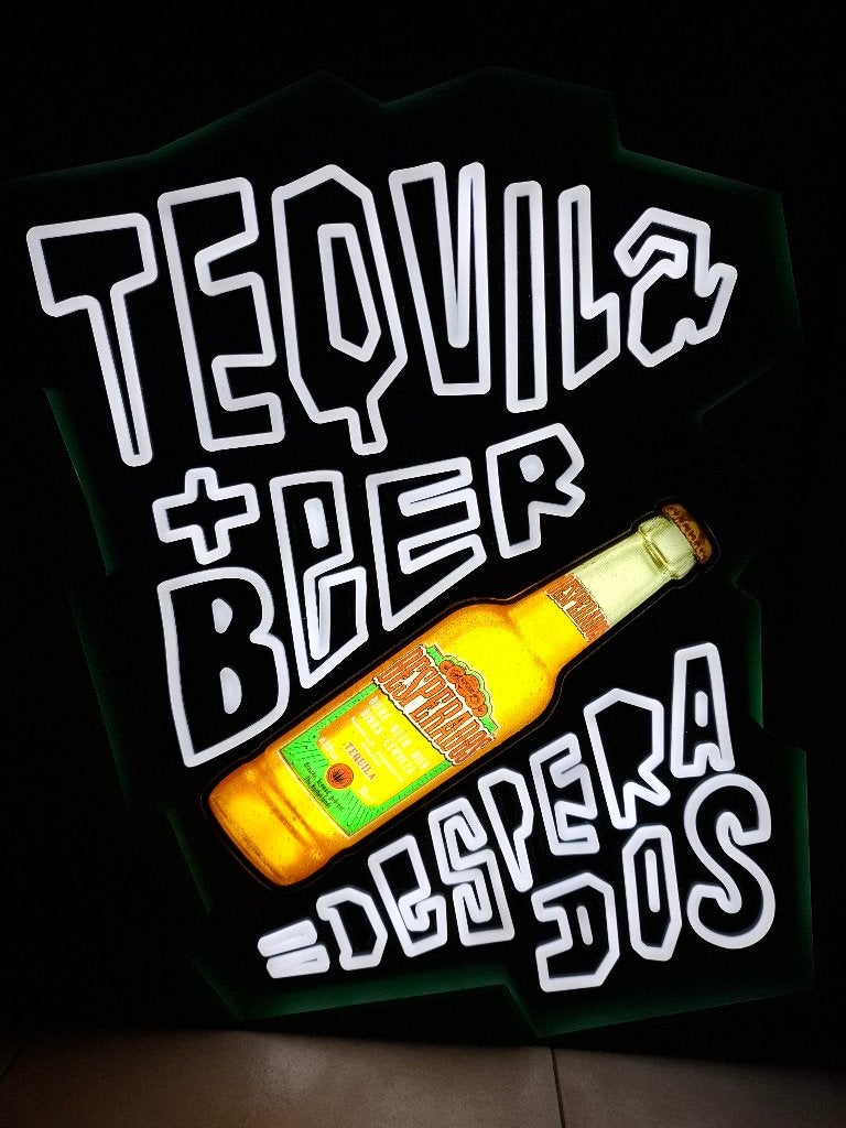 Zeldzame lichtreclame Desperados bier, Ophalen of Verzenden, Nieuw, Lichtbak of (neon) lamp