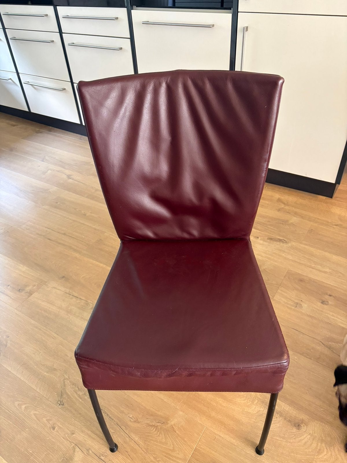 Gratis: 4 eetkamerstoelen van Montis, model Spica, Huis en Inrichting, Stoelen, Ophalen, Gebruikt, Overige kleuren, Leer