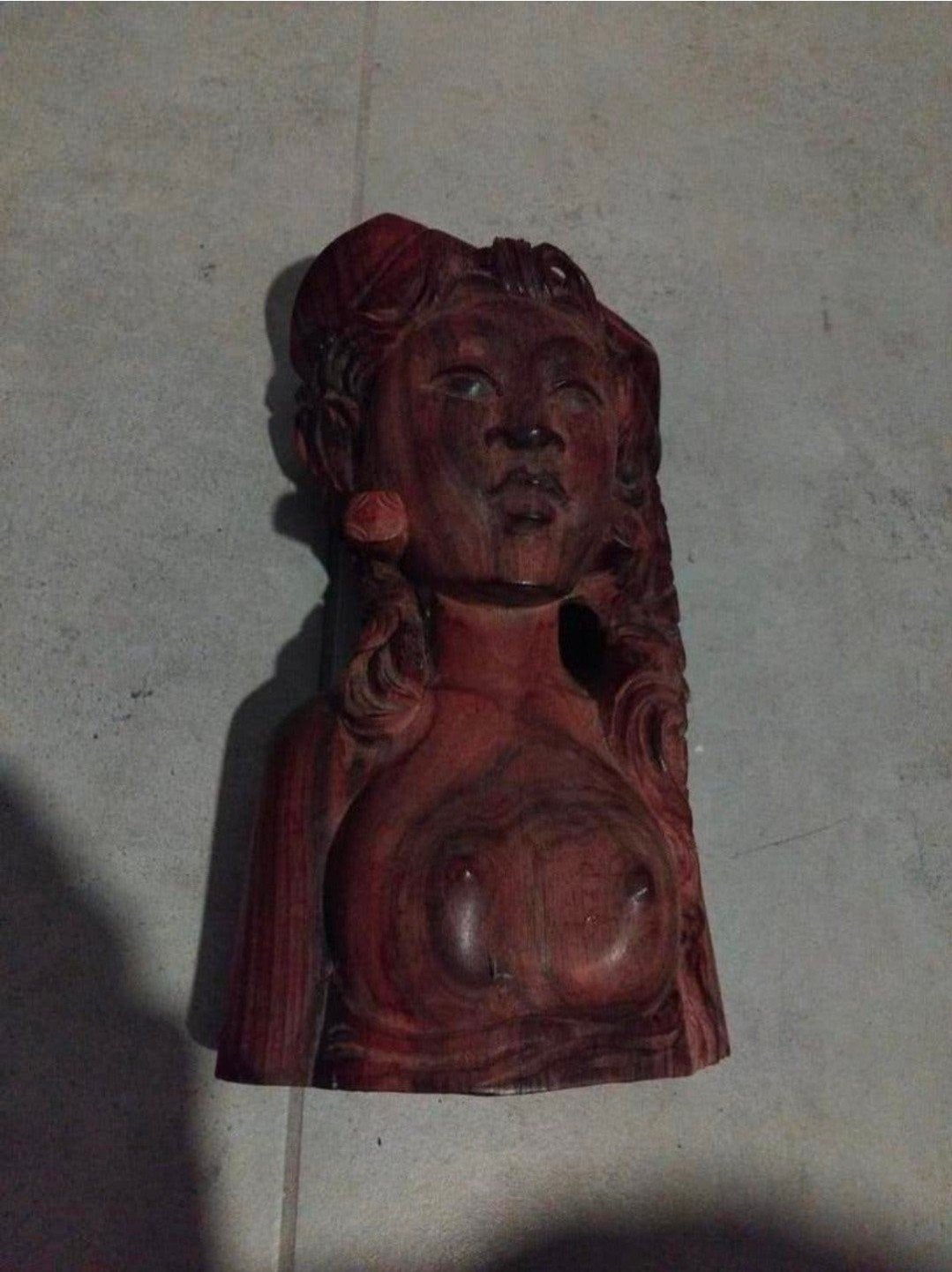 vintage, handgesneden houten buste uit Klungkung, Bali, vang, Ophalen of Verzenden