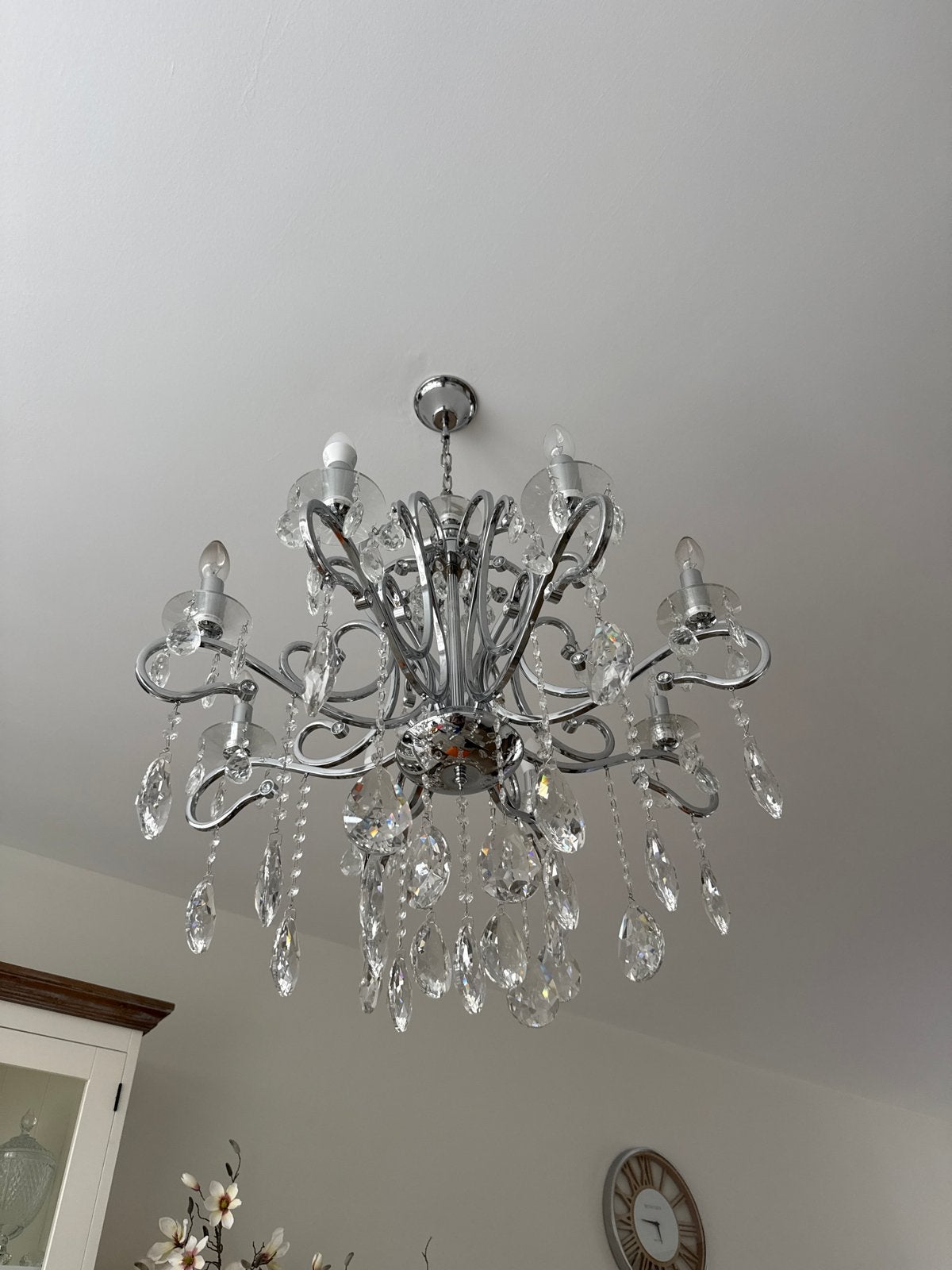 2x Luxe Kroonluchter met Kristallen - Zo goed als nieuw, Huis en Inrichting, Lampen | Kroonluchters, Ophalen, Zo goed als nieuw
