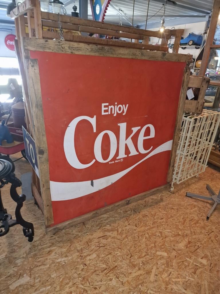 Coca-Cola  metalen reclamebord usa, Ophalen, Gebruikt, Reclamebord