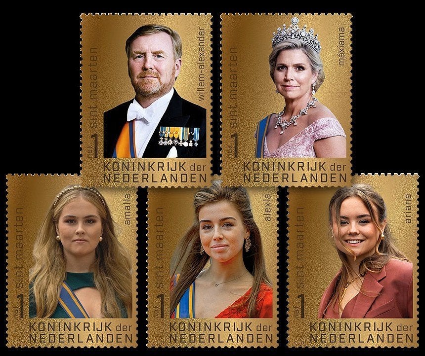 Gouden Postzegelset 12,5 jaar Koninklijk Jubileum St Maarten, Postzegels en Munten, Postzegels | Nederland, Ophalen of Verzenden