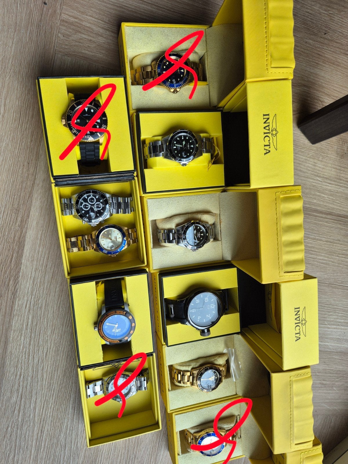Invicta Polshorloges - 8 Stuks Diverse Modellen en Kleuren, Sieraden, Tassen en Uiterlijk, Overige merken, Staal, Invicta, Invicta