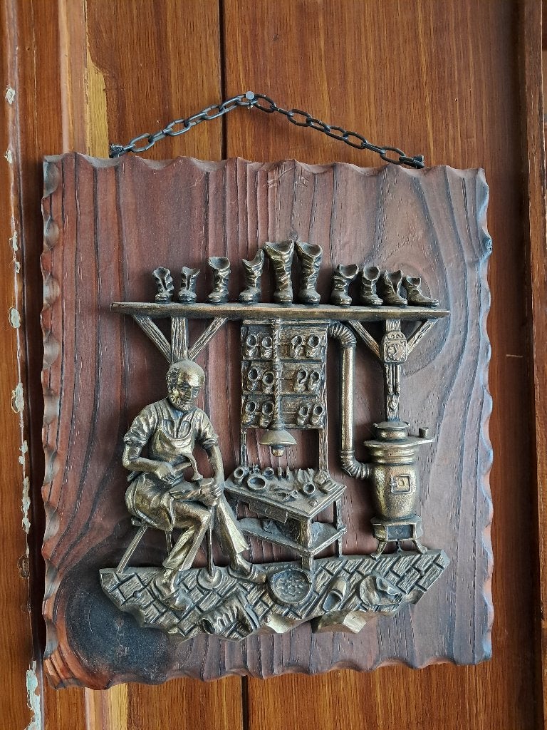 Vintage wanddecoratie schoenmaker met werkbank, Ophalen
