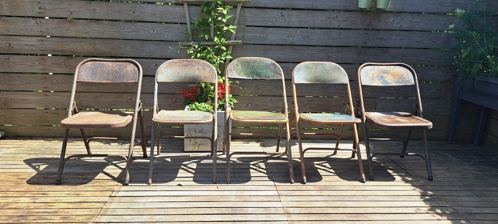Set van 5 vintage metalen klapstoelen, Ophalen