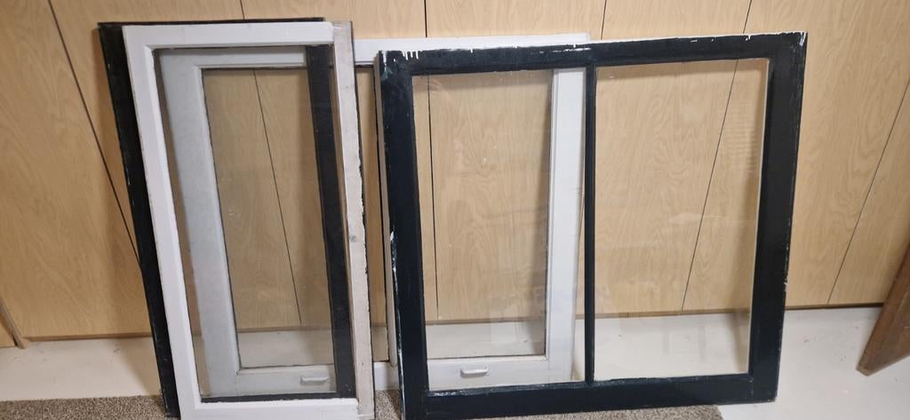 2 Schuiframen met bovenlicht - Klassieke stijl, Doe-het-zelf en Verbouw, Glas en Ramen, Ophalen, Gevelraam of Ruit, Gebruikt, 80 tot 120 cm