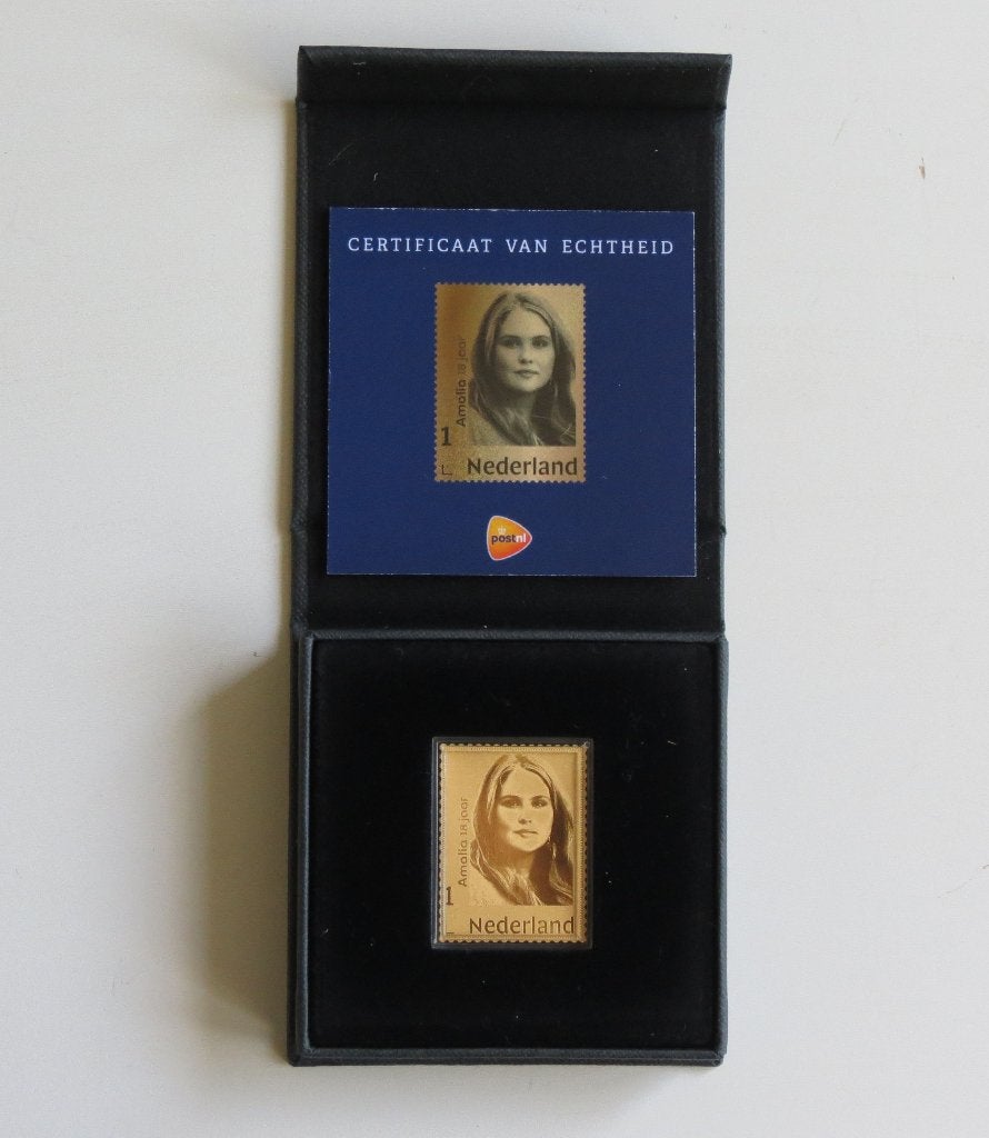 Gouden Postzegel Prinses Amalia 18 Jaar, Postzegels en Munten, Verzenden, Na 1940, Postfris