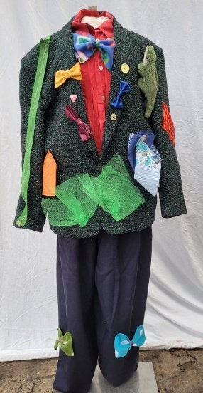 Leuk driedelig heren clowns outfit maat L - Carnaval, Maat 52/54 (L), Carnaval, ., Ophalen of Verzenden