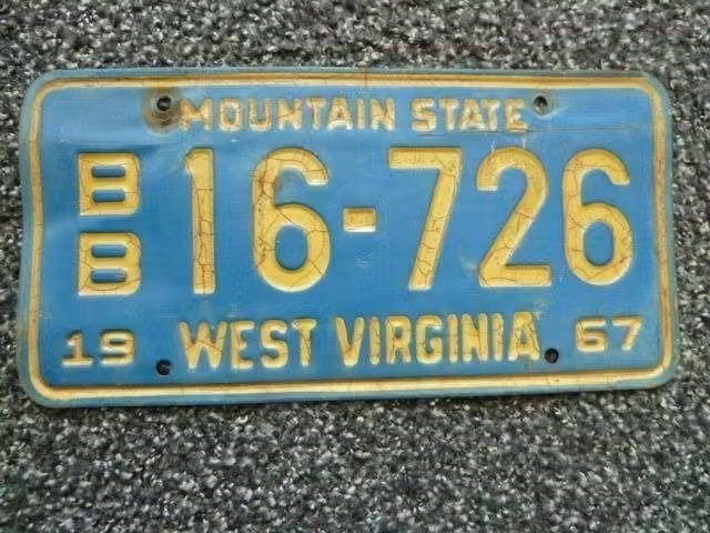 Kentekenplaat licenseplate West Virginia 1967 USA, Verzenden, Gebruikt, Auto's