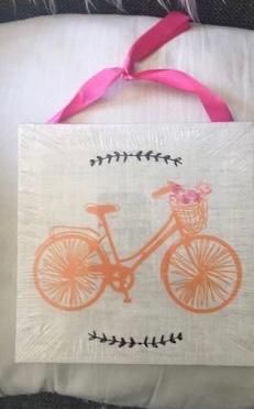 canvas schilderijtje fiets, Ophalen of Verzenden, Nieuw, Schilderij, Minder dan 50 cm