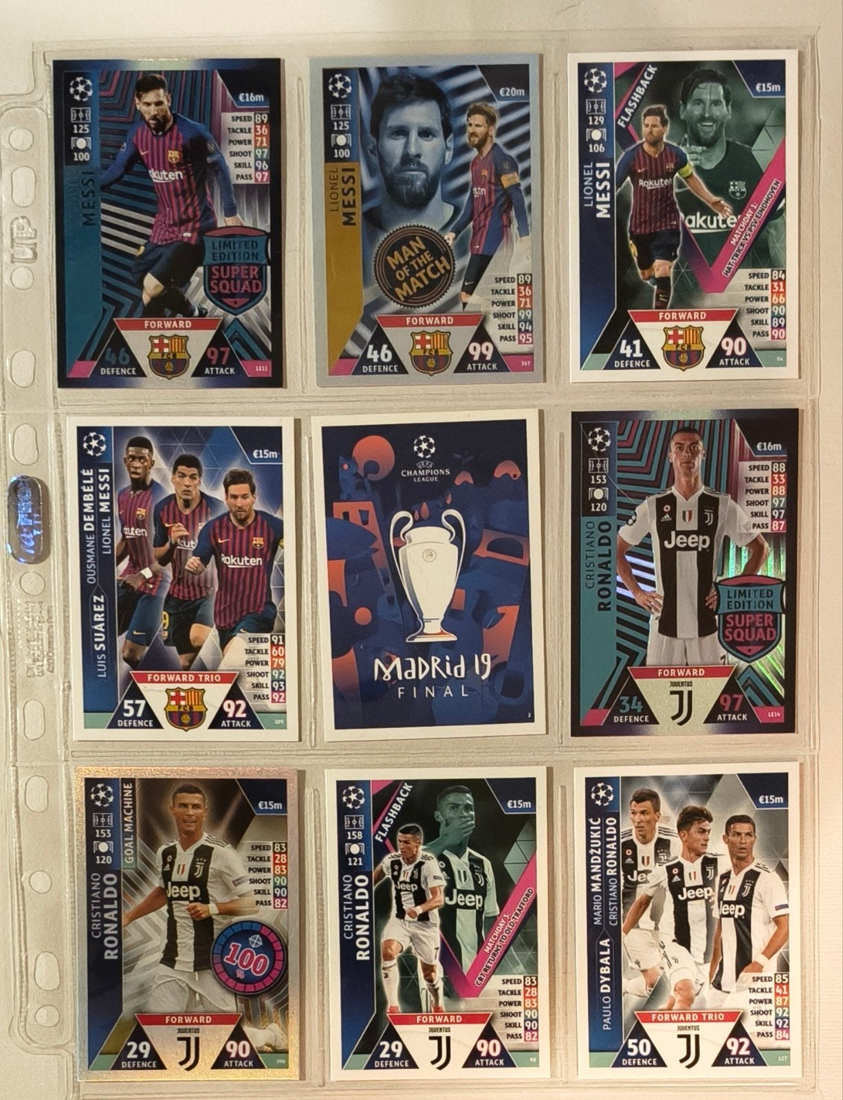 Messi & Ronaldo Topps Champions League 2018-19..Lim. Edition, Verzenden, Zo goed als nieuw, Buitenlandse clubs, Poster, Plaatje of Sticker